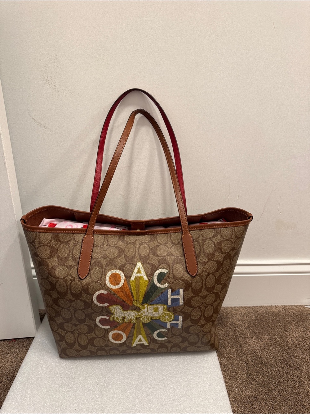 Coach City Tote bag in Signature Canvas Rainbow pride horse & carriage